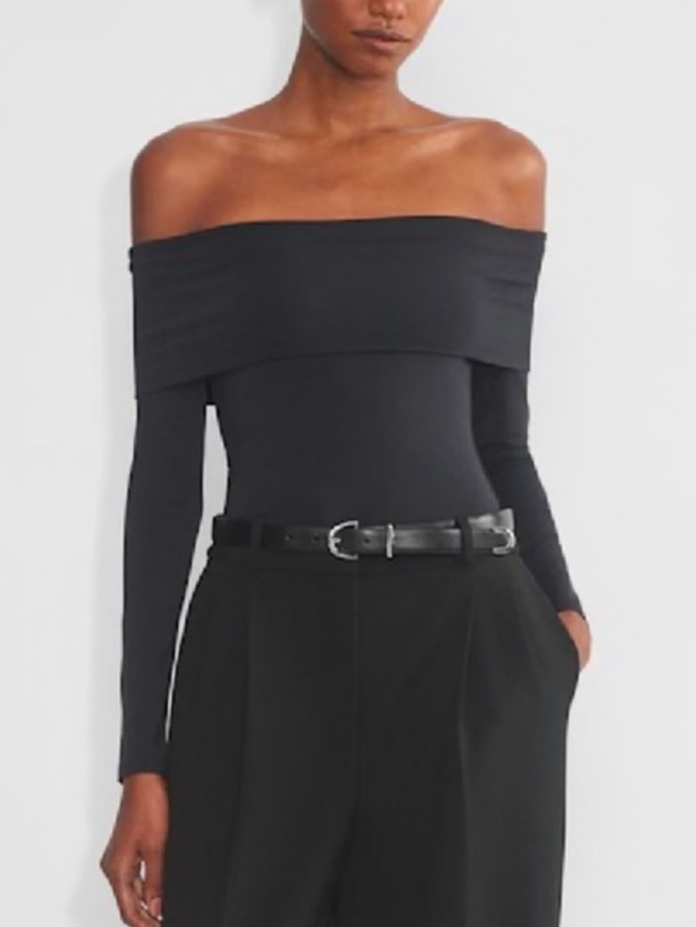 Aritzia Contour Black Off-Shoulder Bodysuit